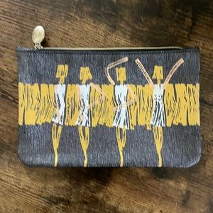 Ipsy Cosmetic Case * 7"‎ x 5" * Gray / Gold / White Dance Women